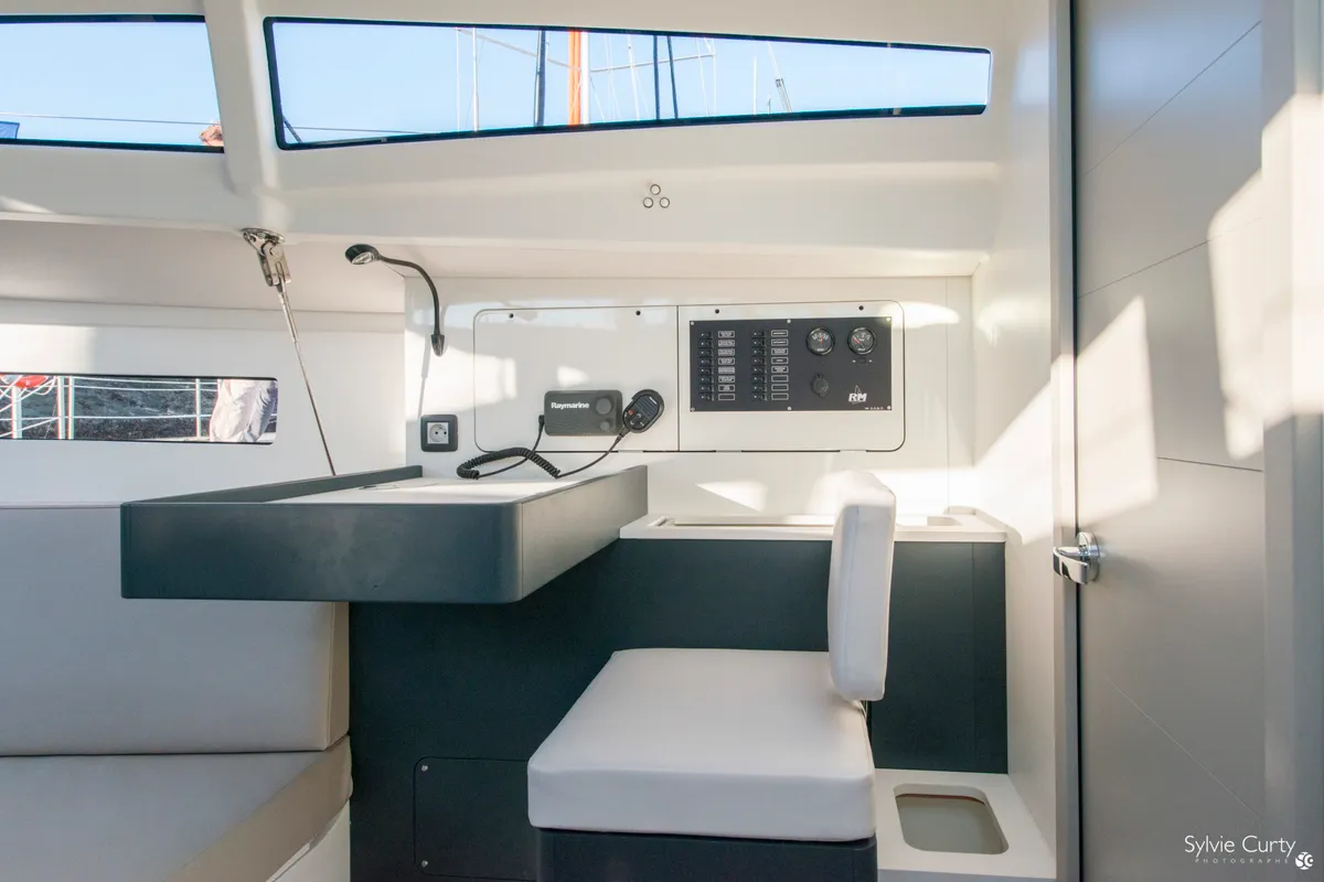 Cockpit of GUSTY 4, a RM 970 sailboat at La Rochelle, France