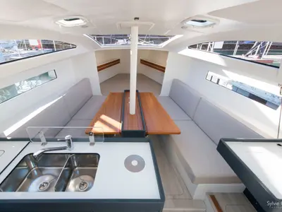 Salon of GUSTY 4, a RM 970 sailboat at La Rochelle, France