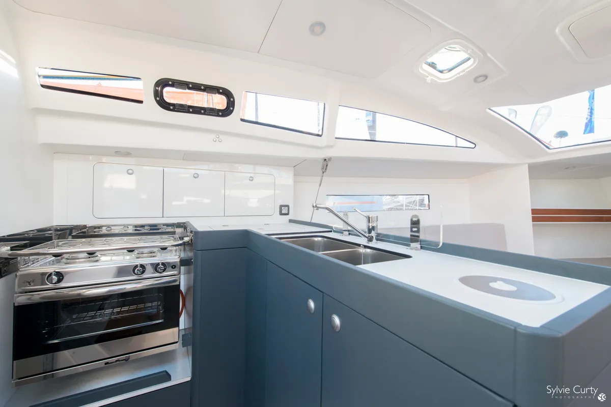 Galley of GUSTY 4, a RM 970 sailboat at La Rochelle, France