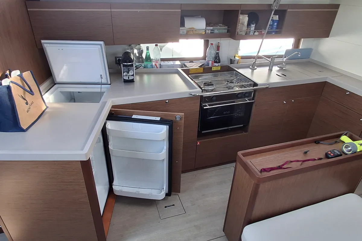 Galley of Premium, a Beneteau Oceanis 46.1 sailboat at Tropea, Italy