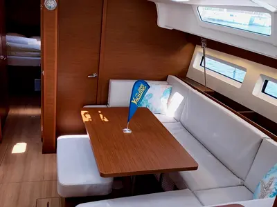 Salon of Ma Cherie, a Jeanneau Sun Odyssey 490 sailboat at Šibenik, Croatia