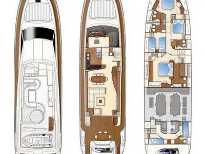 Floor plan of Lidia, a Ferretti Yachts 830 Flybridge motor yacht at Glyfada, Greece