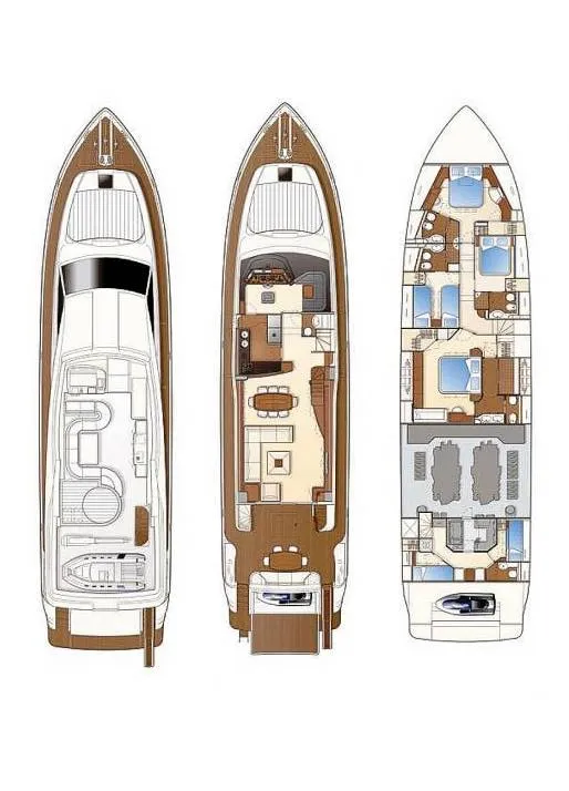Floor plan of Lidia, a Ferretti Yachts 830 Flybridge motor yacht at Glyfada, Greece