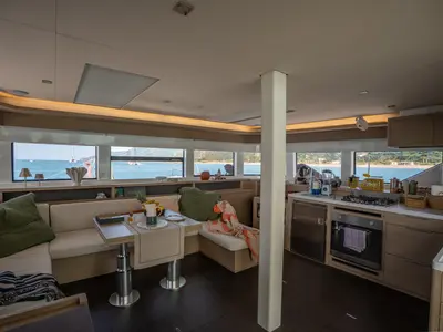 Galley of Sailuxe - Vega, a Lagoon 55 catamaran at Castellammare del Golfo, Italy