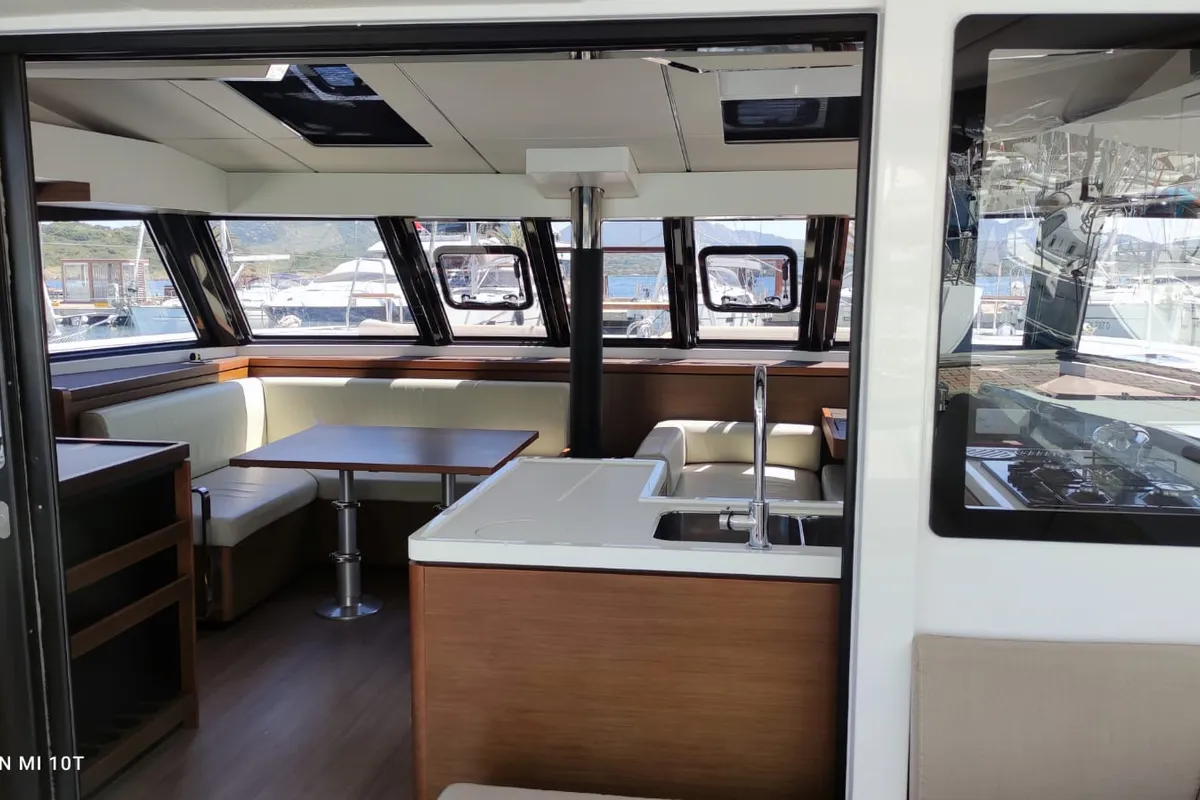 Salon of Sardinia, a Nautitech 46 Fly catamaran at Cagliari, Italy