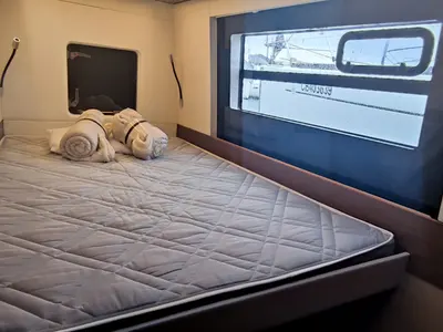 Cabin on Sardinia, a Nautitech 46 Fly catamaran at Cagliari, Italy