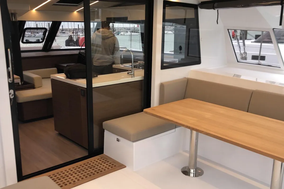 Salon of Sardinia, a Nautitech 46 Fly catamaran at Cagliari, Italy