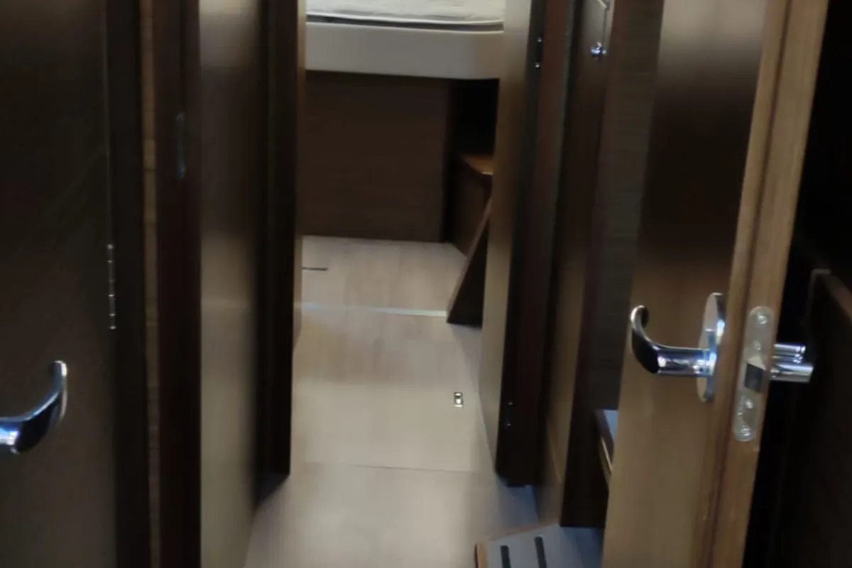 Cabin on Sardinia, a Nautitech 46 Fly catamaran at Cagliari, Italy