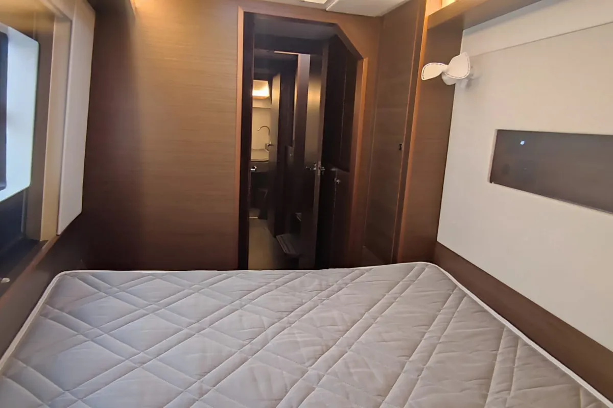 Cabin on Sardinia, a Nautitech 46 Fly catamaran at Cagliari, Italy