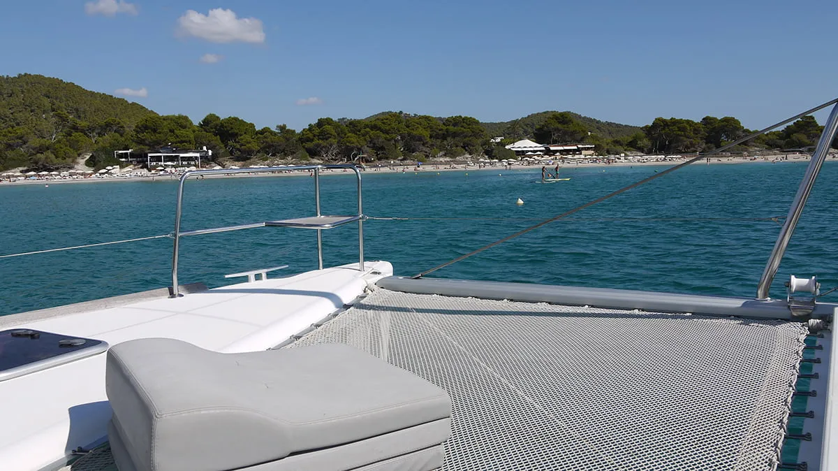 Deck of Atlantis, a Lagoon 440 catamaran at Santa Eulària des Riu, Spain