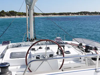 Cockpit of Atlantis, a Lagoon 440 catamaran at Santa Eulària des Riu, Spain
