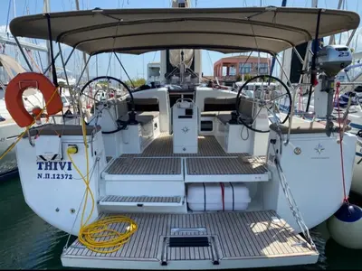 Deck of Thivi, a Jeanneau Sun Odyssey 440 sailboat at Municipal Unit of Rhodes, Greece