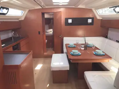 Salon of Sherdana, a Bavaria Cruiser 46 sailboat at Castellammare di Stabia, Italy