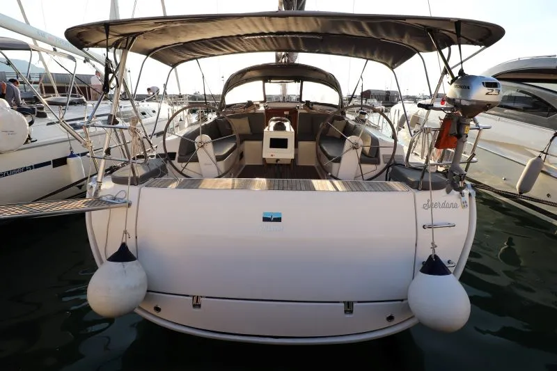 Exterior view of Sherdana, a Bavaria Cruiser 46 sailboat at Castellammare di Stabia, Italy