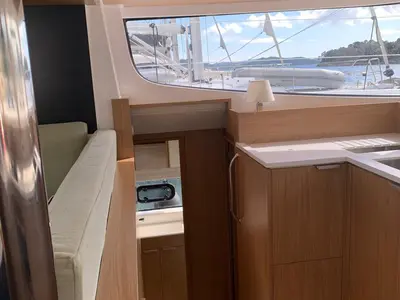 Galley of Timeless, a Bali Catsmart catamaran at Ellomenos, Greece