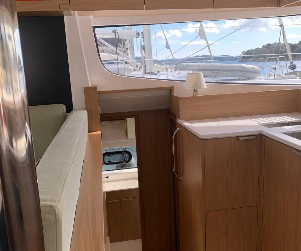 Galley of Timeless, a Bali Catsmart catamaran at Ellomenos, Greece
