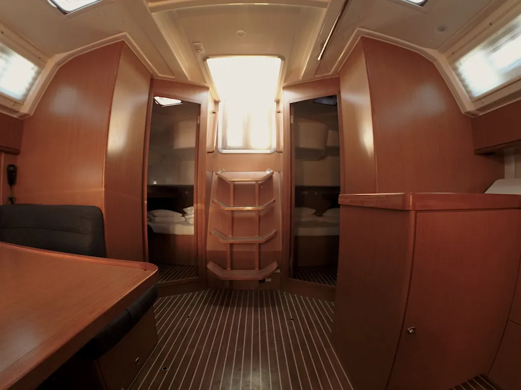 Salon of Elektra, a Bavaria Cruiser 46 sailboat at Zadar, Croatia