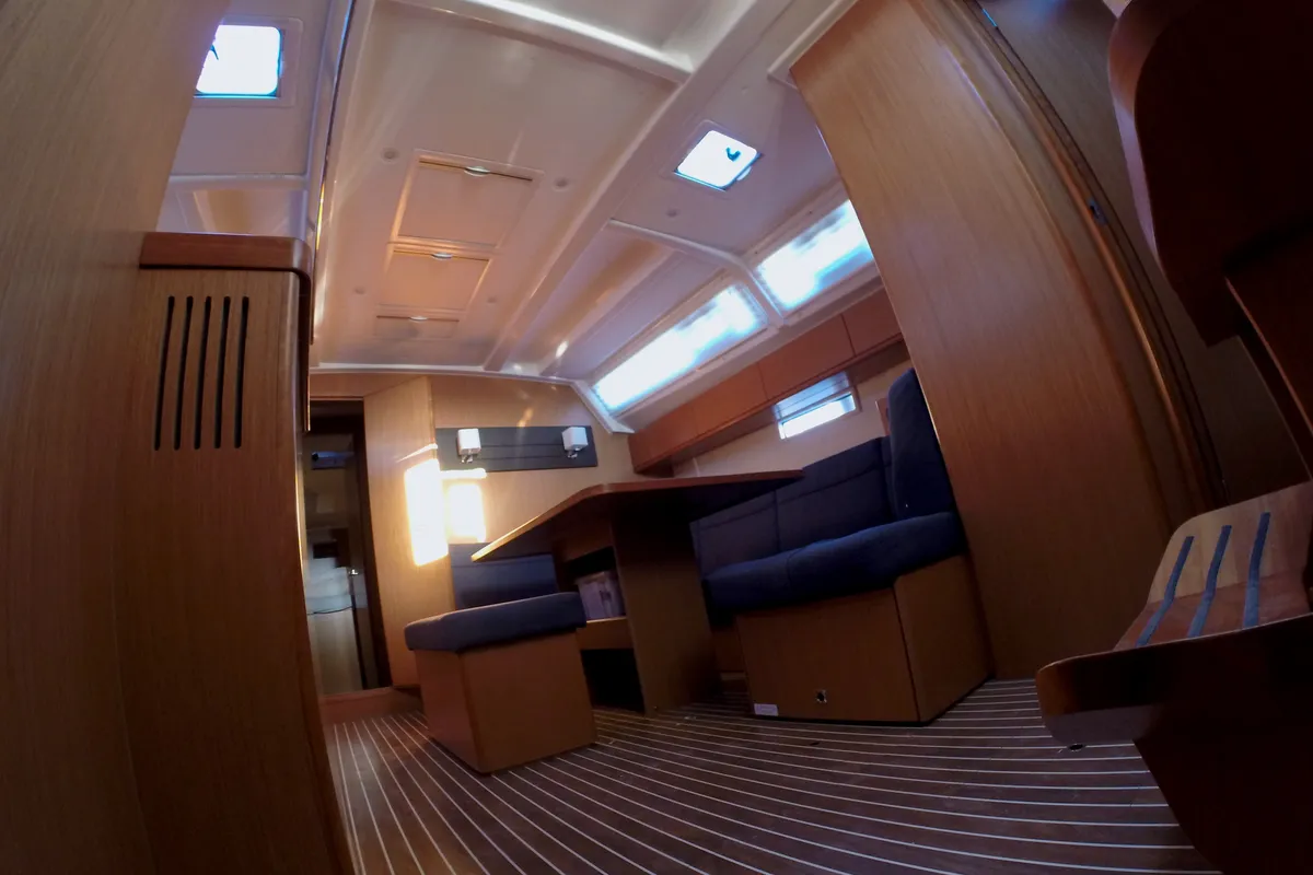 Salon of Elektra, a Bavaria Cruiser 46 sailboat at Zadar, Croatia
