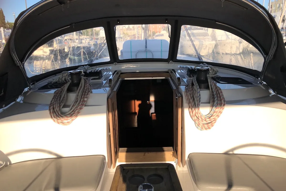 Cockpit of Elektra, a Bavaria Cruiser 46 sailboat at Zadar, Croatia