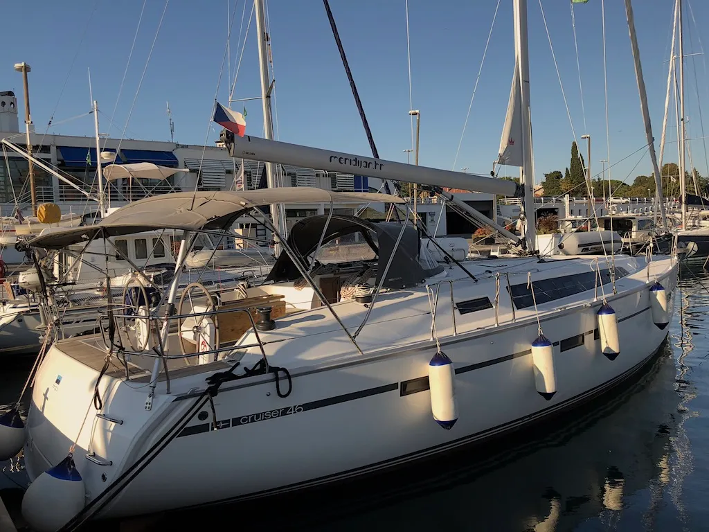 Exterior view of Elektra, a Bavaria Cruiser 46 sailboat at Zadar, Croatia