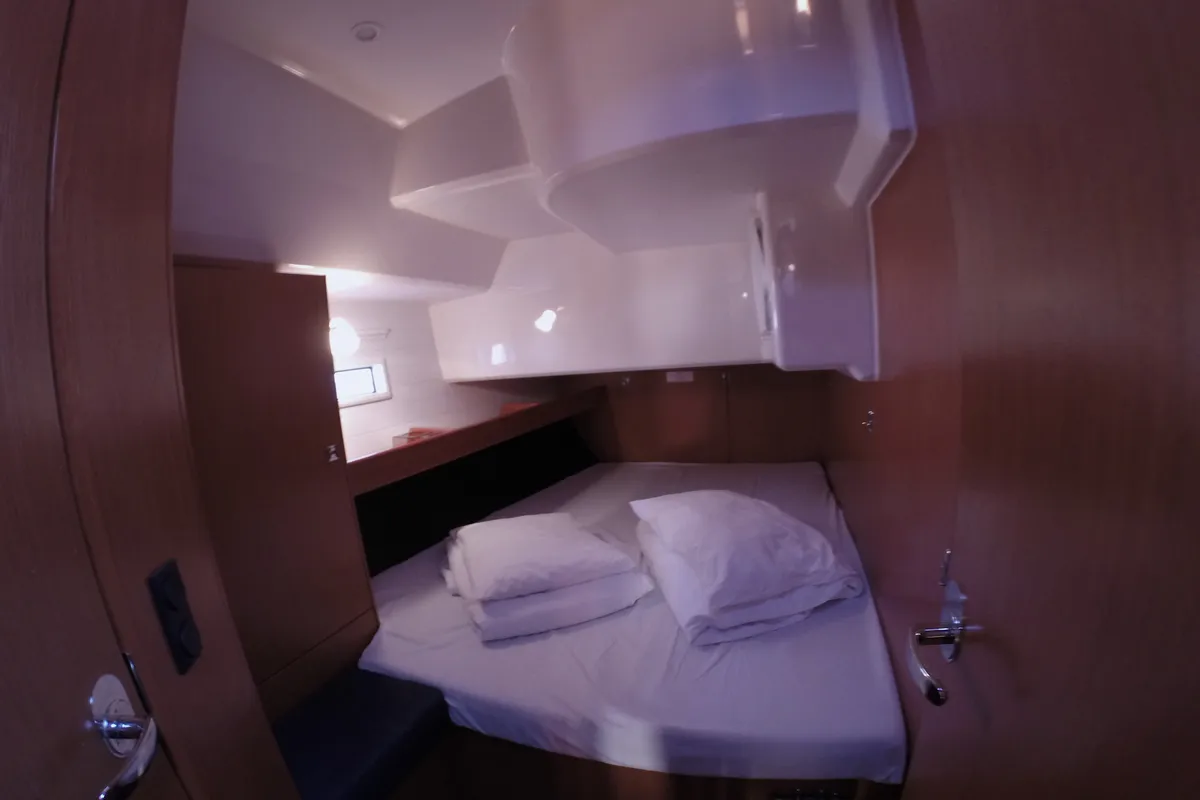 Cabin on Elektra, a Bavaria Cruiser 46 sailboat at Zadar, Croatia