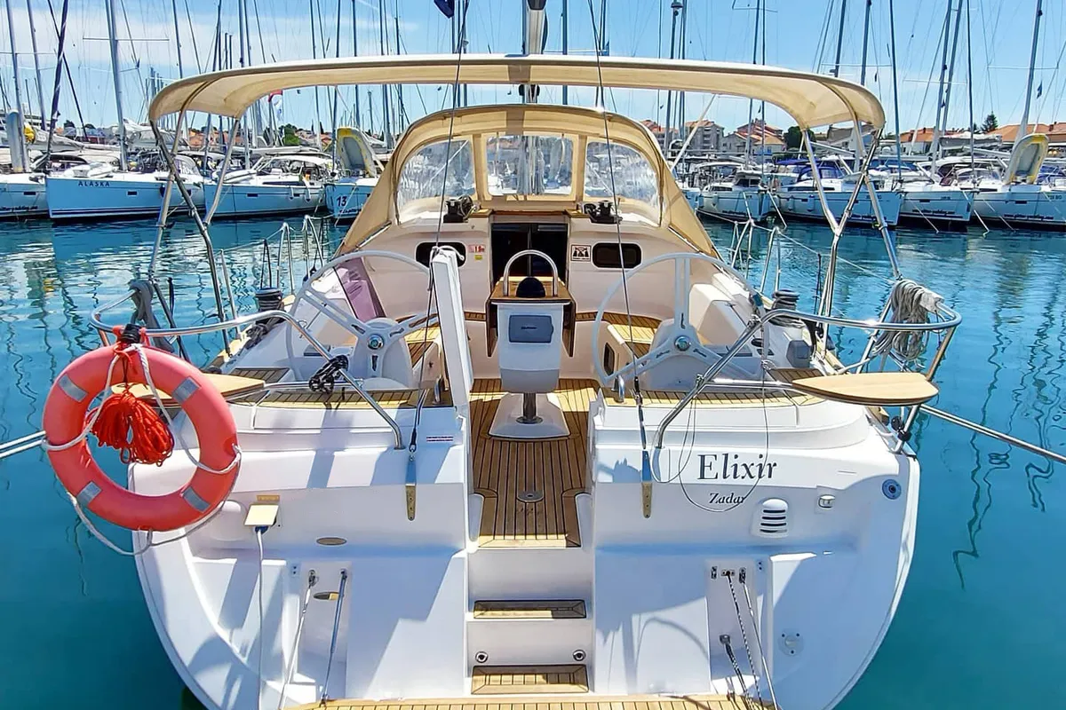 Elixir, a Elan 444 Impression sailboat at Grad Biograd na Moru, Croatia
