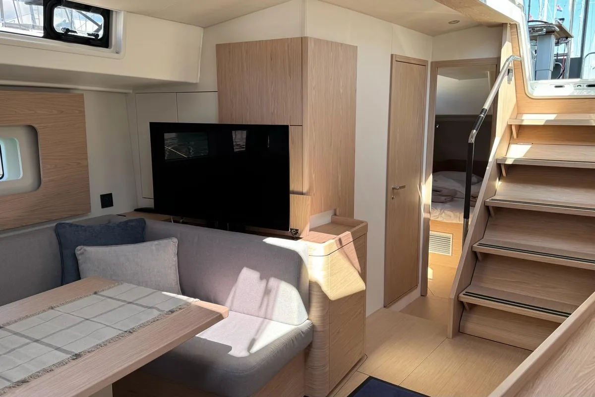 Salon of Eve One, a Beneteau Oceanis 54 sailboat at Seget Donji, Croatia