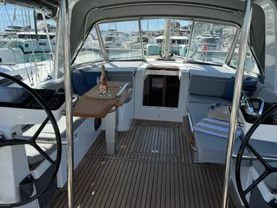 Deck of Eve One, a Beneteau Oceanis 54 sailboat at Seget Donji, Croatia