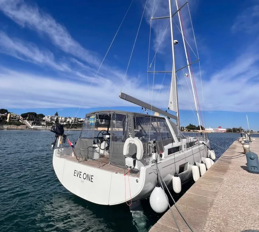 Exterior view of Eve One, a Beneteau Oceanis 54 sailboat at Seget Donji, Croatia