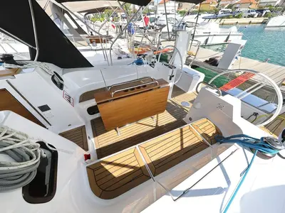 Cockpit of Valata, a Elan Impression 40.1 sailboat at Pirovac, Croatia