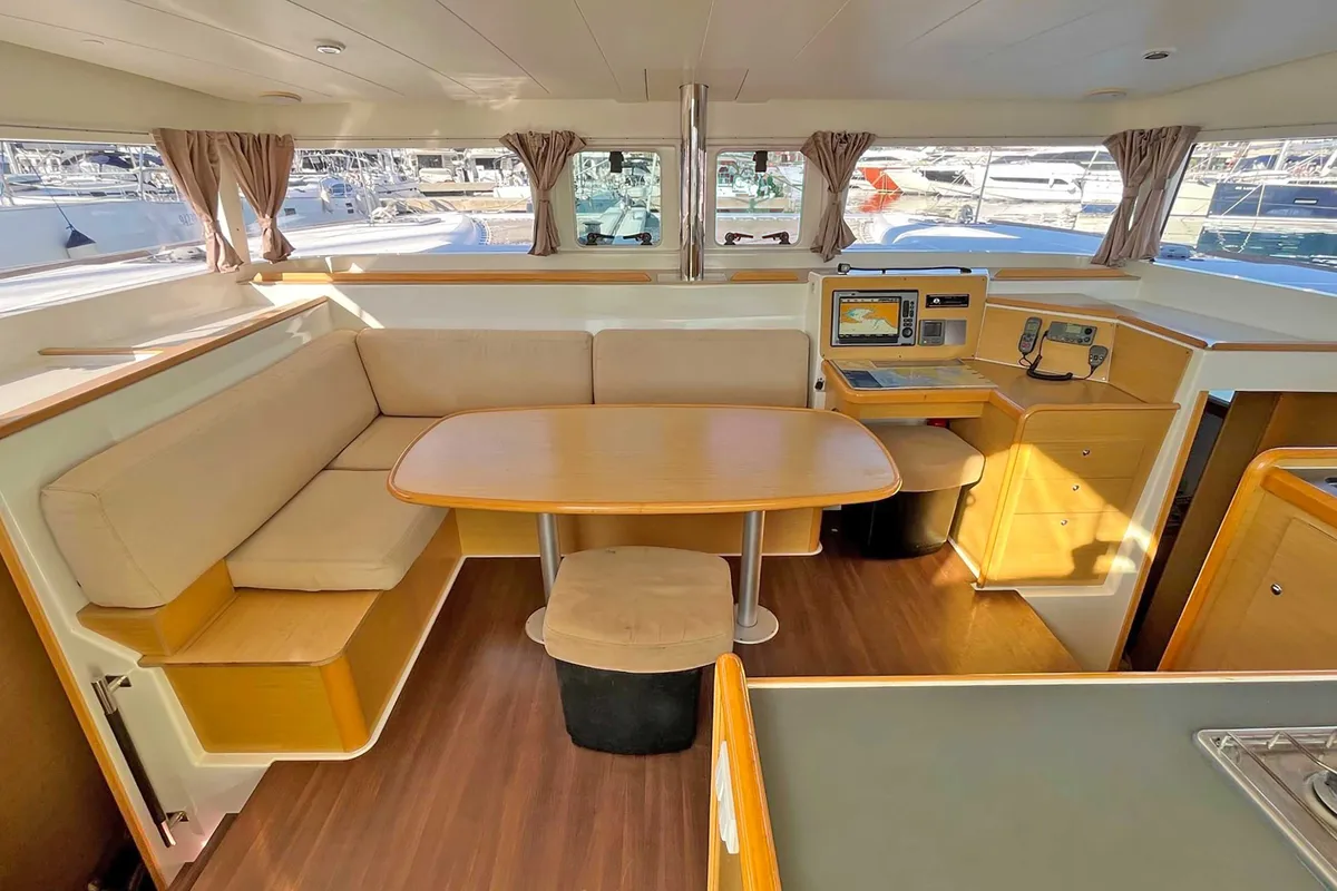 Salon of Jazz Point, a Lagoon 400 catamaran at Split, Croatia