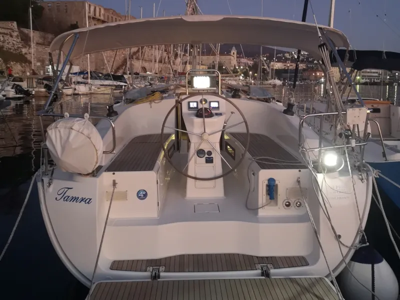 Exterior view of Tamra, a Bavaria 36 sailboat at Kraljevica, Croatia