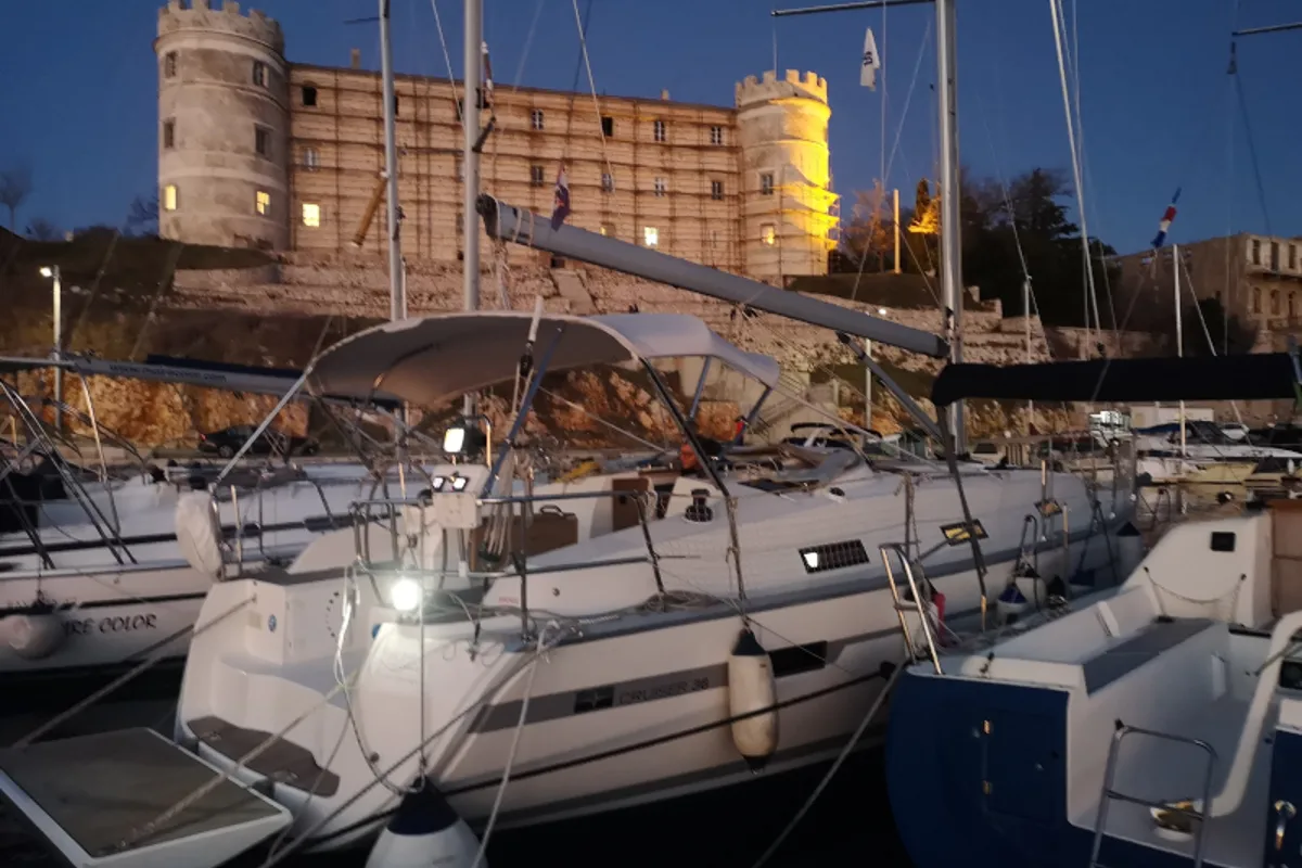 Exterior view of Tamra, a Bavaria 36 sailboat at Kraljevica, Croatia