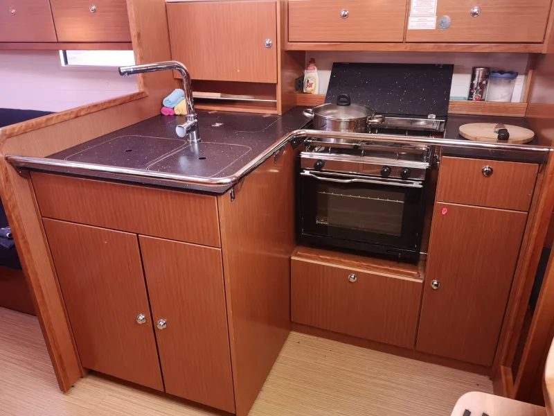 Galley of Tamra, a Bavaria 36 sailboat at Kraljevica, Croatia