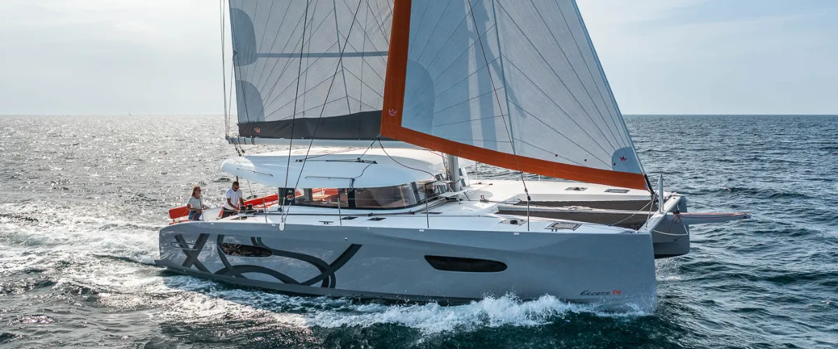 Exterior view of Mon Bijou, a Excess 14 catamaran at Toulon, France