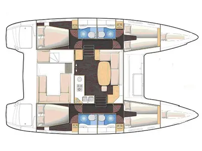 Floor plan of Stefania, a Lagoon 400 S2 catamaran at Athens, Greece
