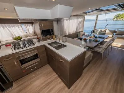 Galley of Bon Vivant, a Bali 4.8 catamaran at Grad Kaštela, Croatia