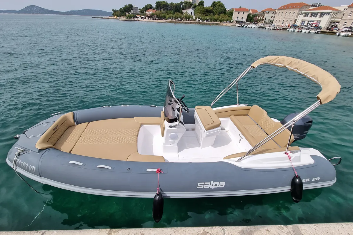 Exterior view of Salpa, a Salpa Soleil 20 motorboat at Grad Vodice, Croatia