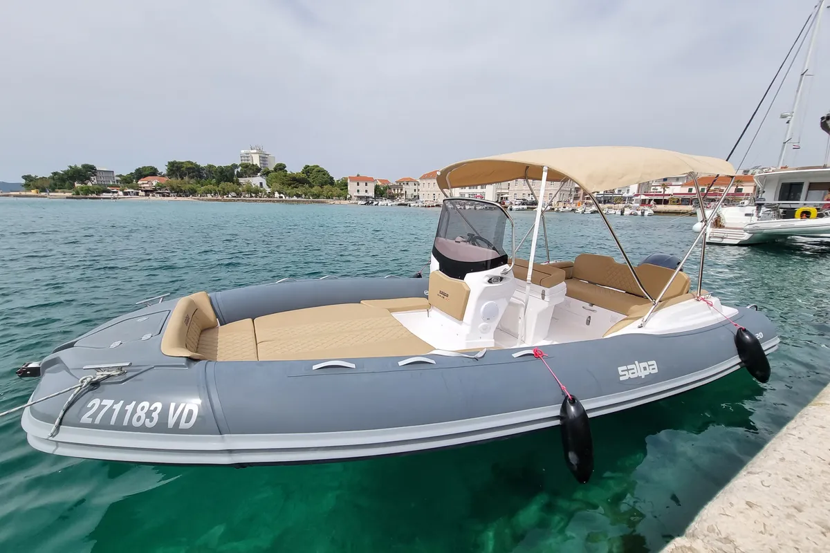 Exterior view of Salpa, a Salpa Soleil 20 motorboat at Grad Vodice, Croatia