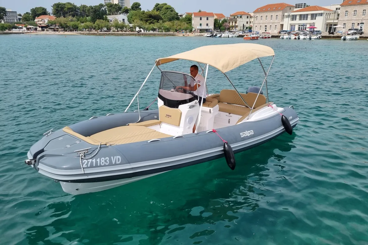 Exterior view of Salpa, a Salpa Soleil 20 motorboat at Grad Vodice, Croatia