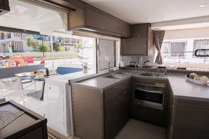 Galley of Mary One, a Lagoon 450 F catamaran at Municipal Unit of Palairos, Greece