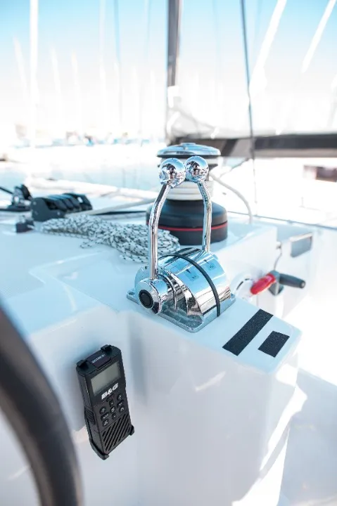 Cockpit of Mary One, a Lagoon 450 F catamaran at Municipal Unit of Palairos, Greece