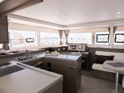 Galley of Mary One, a Lagoon 450 F catamaran at Municipal Unit of Palairos, Greece