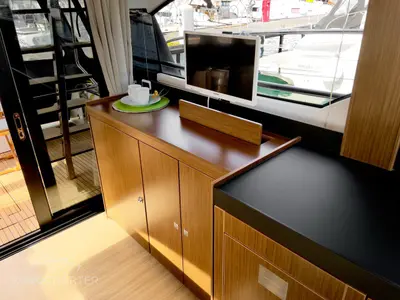 Salon of Spaceship, a Bavaria Virtess 420 Fly motor yacht at Punat, Croatia