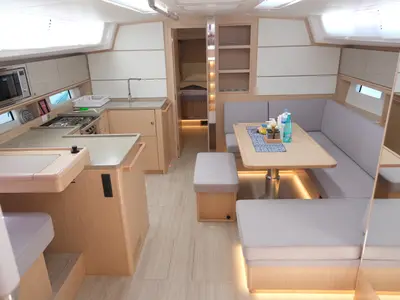 Galley of Bavaria C46, a sailboat at Fethiye, Turkey