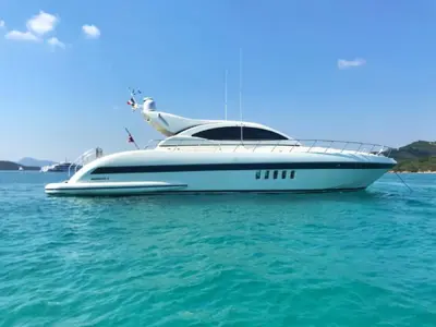 Exterior view of Gagagri, a Gulet Mangusta 72 motor yacht at Salerno, Italy