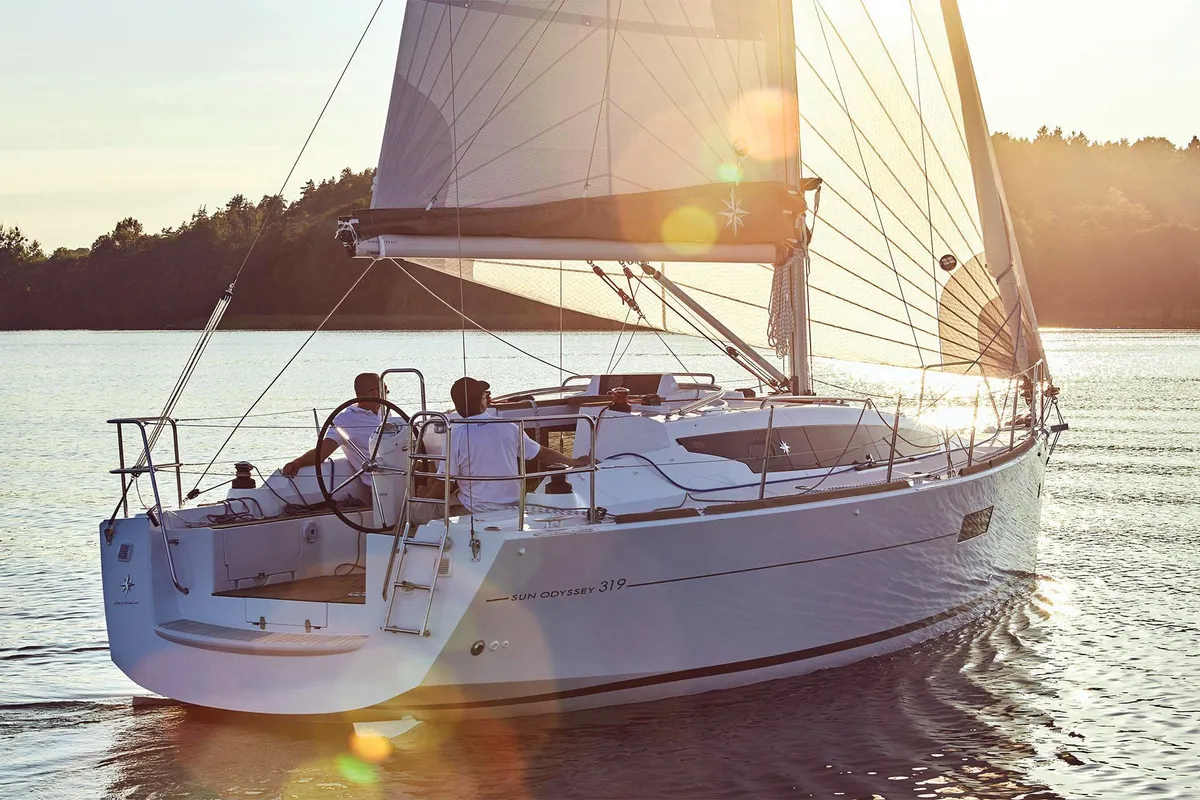Exterior view of Amathea, a Jeanneau Sun Odyssey 319 sailboat at Volos, Greece