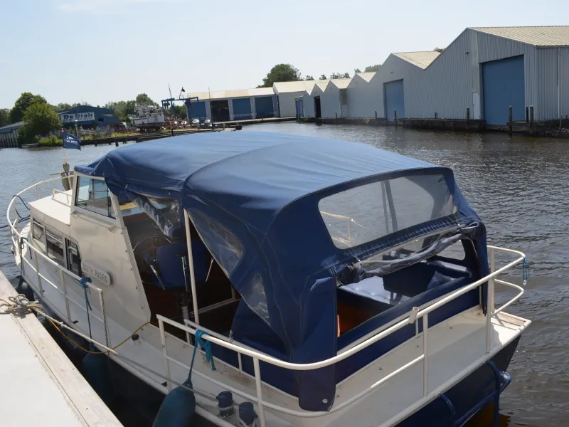 Exterior view of South Pacific, a De Drait Doerak 850 OK motorboat at Drachten, Netherlands