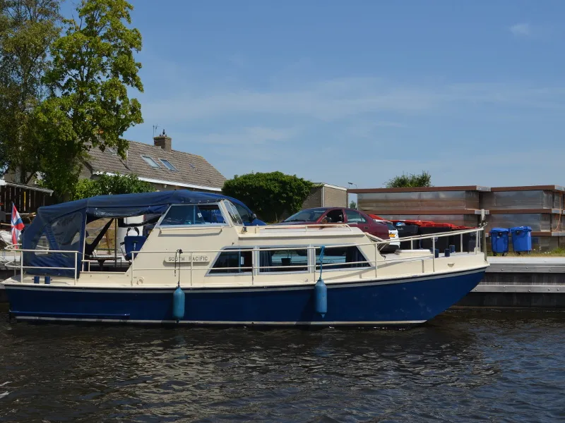 Exterior view of South Pacific, a De Drait Doerak 850 OK motorboat at Drachten, Netherlands