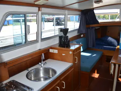 Galley of South Pacific, a De Drait Doerak 850 OK motorboat at Drachten, Netherlands